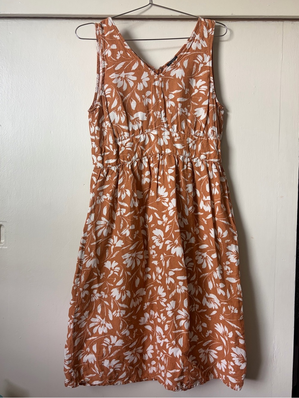 Ann Taylor Rust and White Floral Midi Sundress